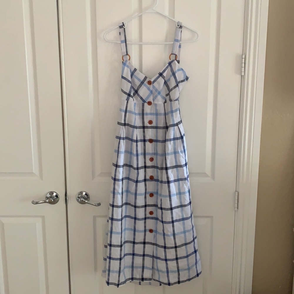 RED CARTER Linen Plaid Gingham Dress